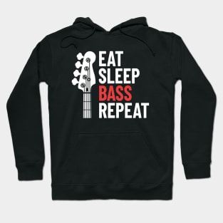 Eat Sleep Bass Repeat Bass Guitar Headstock Dark Theme Hoodie